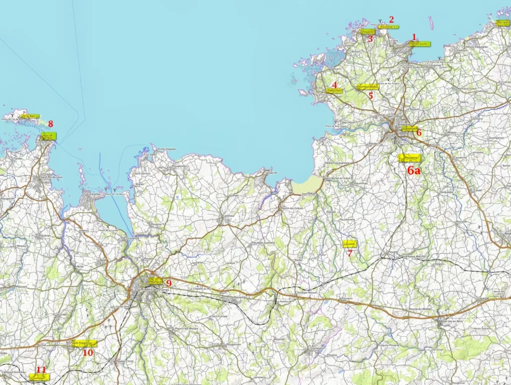 Берег розового гранита карта Бретань